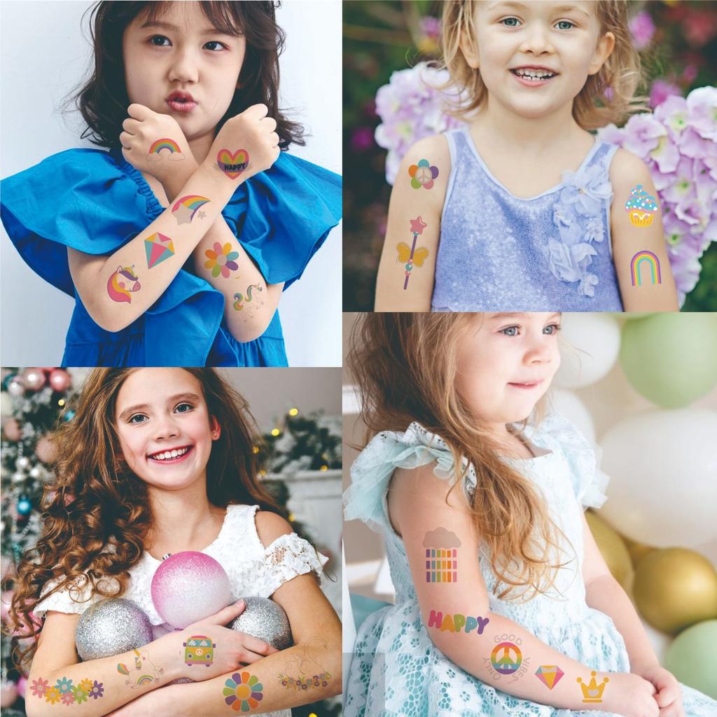 Children's Cartoon Rainbow Tattoo Girl Boy Tattoo Cute Flower Unicorn Birthday Party Sticker