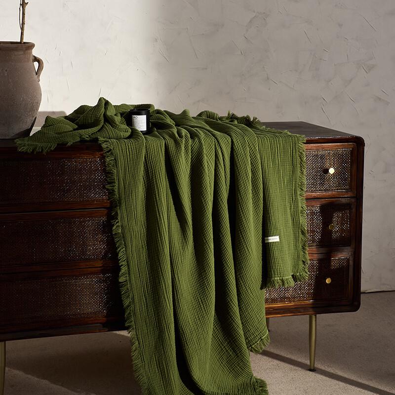

GPPNKC Double-Layer Crepe Gauze Tassel Blanket