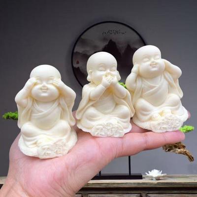 Three Little Monks Characters Statue Don't Say, Don't Look, Don't Listen Art Sculpture Cute Home Room Office Car Decorations