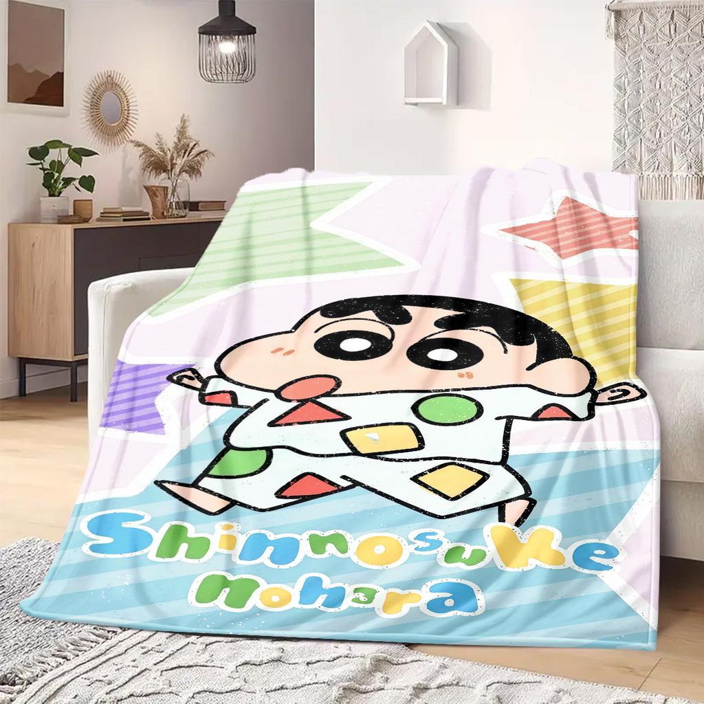 Shinchan Anime Print Blanket Warm Comfortable Flannel Blanket Suitable for Bedrooms, Sofas, Beds, Chairs, Picnics, Travel