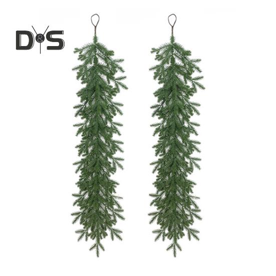 2 Pcs Artificial Pine Needle Garland Realistic Handmade Pine Branches Holiday Hanging Greenery Garland for Christmas Door Mantel Decor
