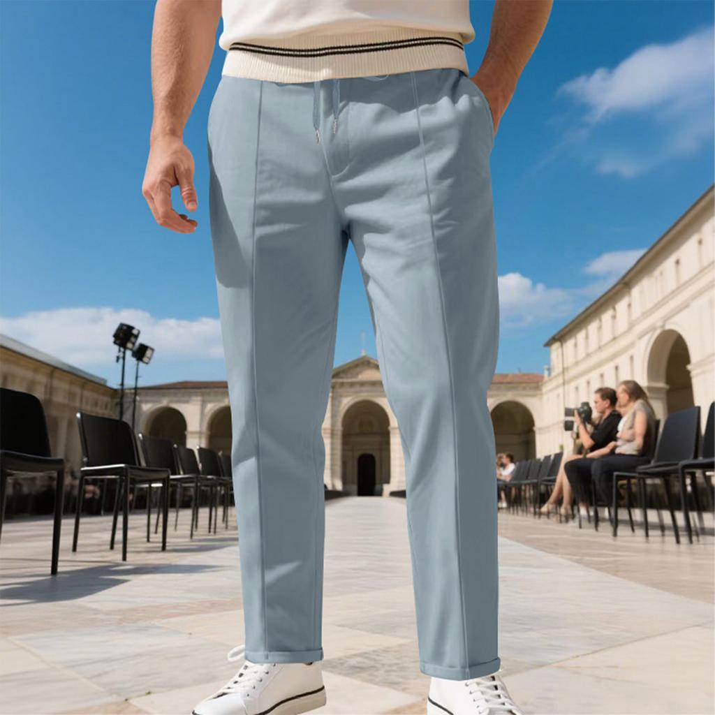 Men's Solid Color Straight Leg Plus Size Slim Business Casual Pants