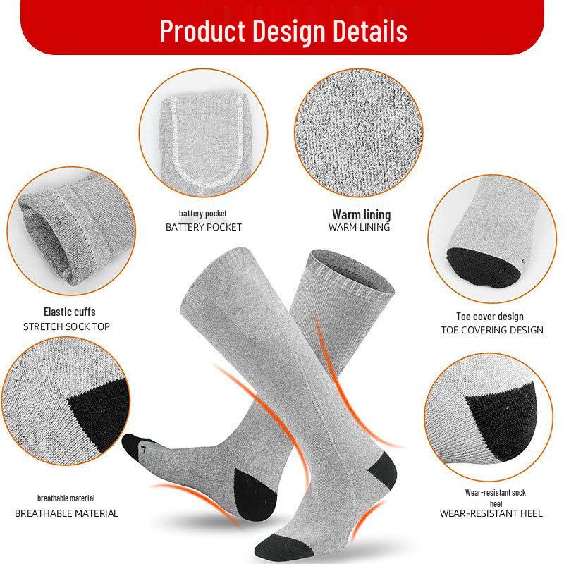 Smart Heated Winter Socks with USB Charging, Three-Speed Temperature Control for Men and Women - Ideal for Skiing and Warmth