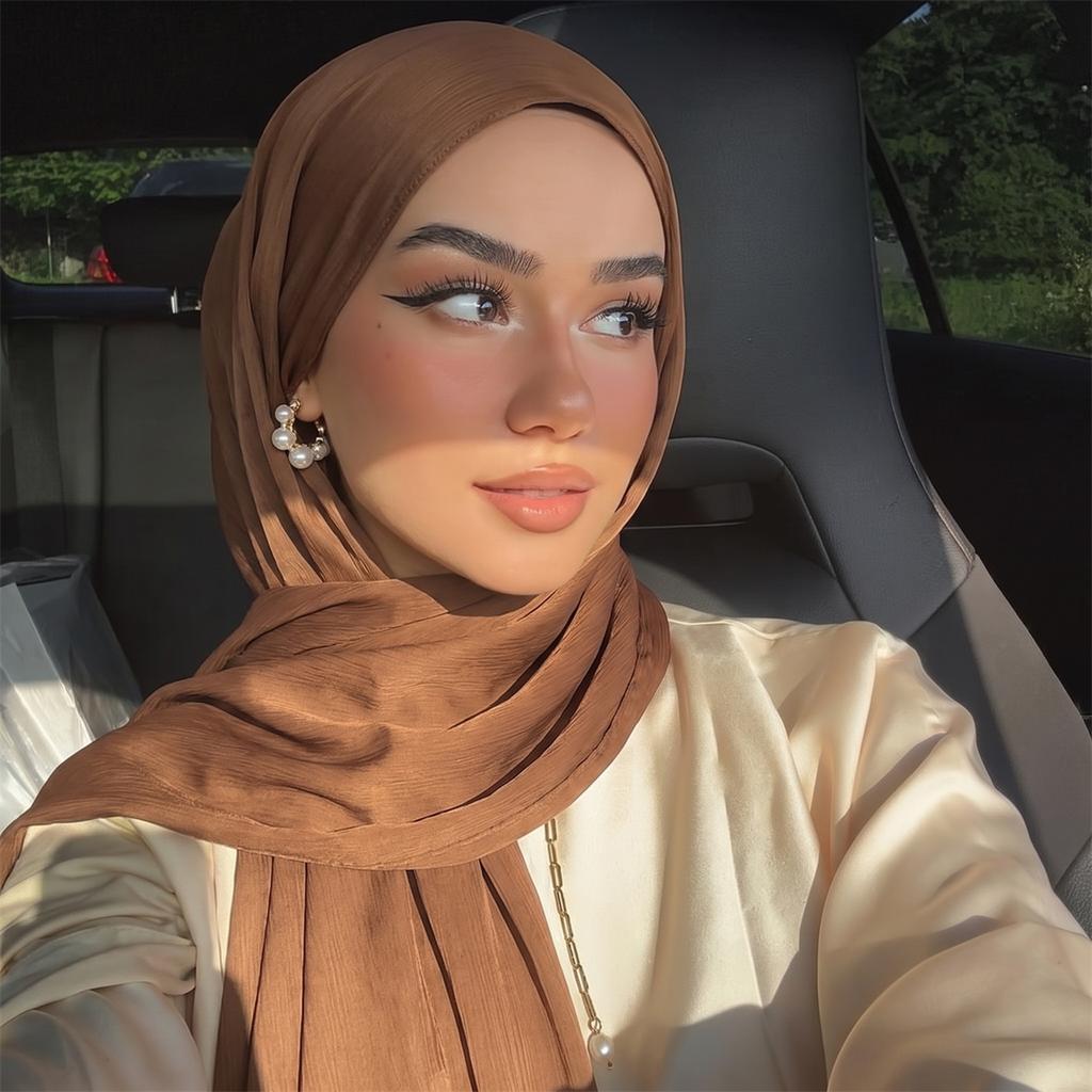 Dames Shimmer Kreukel Hijab Sjaal Glitters Satijn Lange Sjaal Zacht Lichtgewicht Hoofddoek Effen voor Dagelijkse Feest Dames Hoofdband