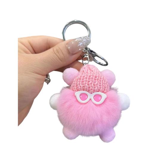 

Keychain Plush Rabbit Fur Cartoon Doll Shape Bag Charm Car Keychain Decorative Accessory Emotional Support Gift