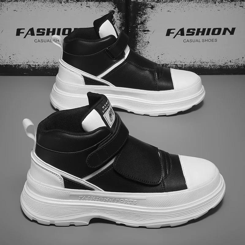 Fashion Black High Top Chunky Sneakers Men Streetwear Platform Lightweight Mens Trainers Casual Designer Shoes Male Sneakers