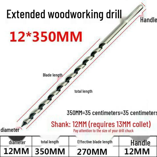 Extended Hex Shank Forstner Drill Bit for Woodworking - Door & Panel Hole Opener