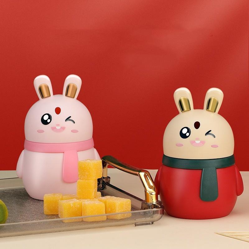 Cutie de scobitoare cu iepure drăguț Dozator de scobitoare Ceative Push Press Tip Scobitoare Suport pentru borcane de uz casnic Cadou convenabil Gadget de acasă