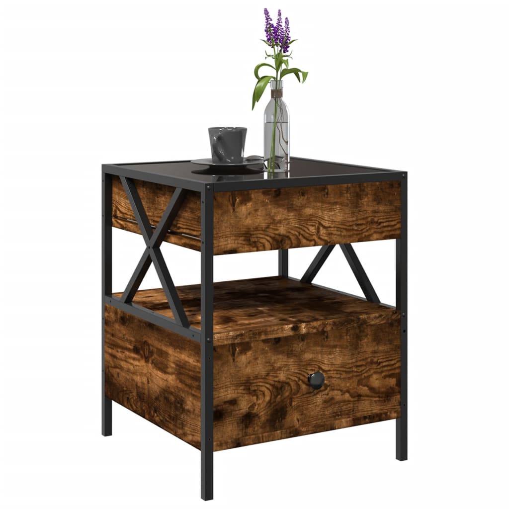 Infinity LED Coffee Table in Smoked Oak 40x40x51 cm