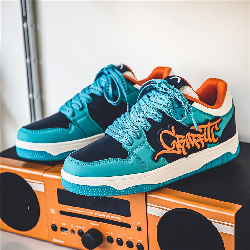 Módní modré designové skateboardové boty pánské streetwear hip hop tenisky pánské luxusní platformové skateboardové tenisky pánské basket homme