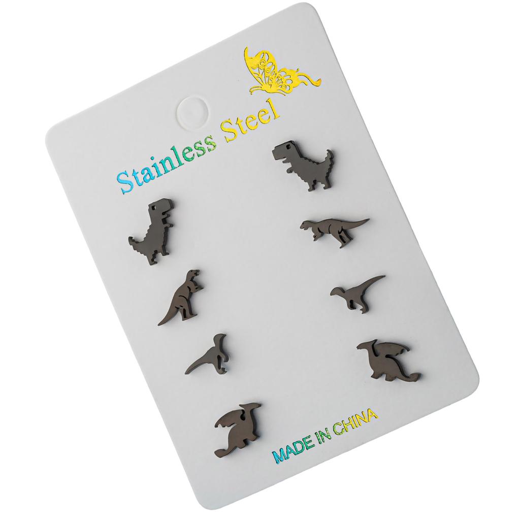 4 Pairs Cuteness Dinosaur Studs Earrings Fun Jewelry Small Earrings Dinosaur Ear Studs for Teens and Youthful Adults