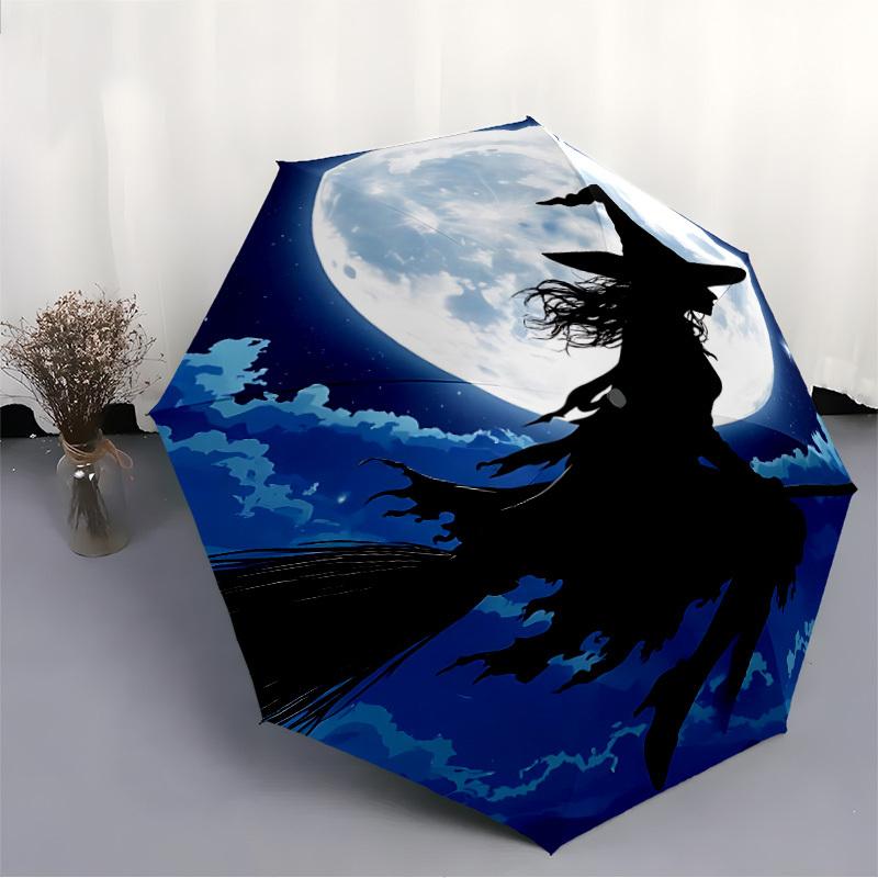 1pc Moon Witch Automatic Open/Close Umbrella, Windproof, Folding Compact Umbrella with Lightweight Design for Women/Men042