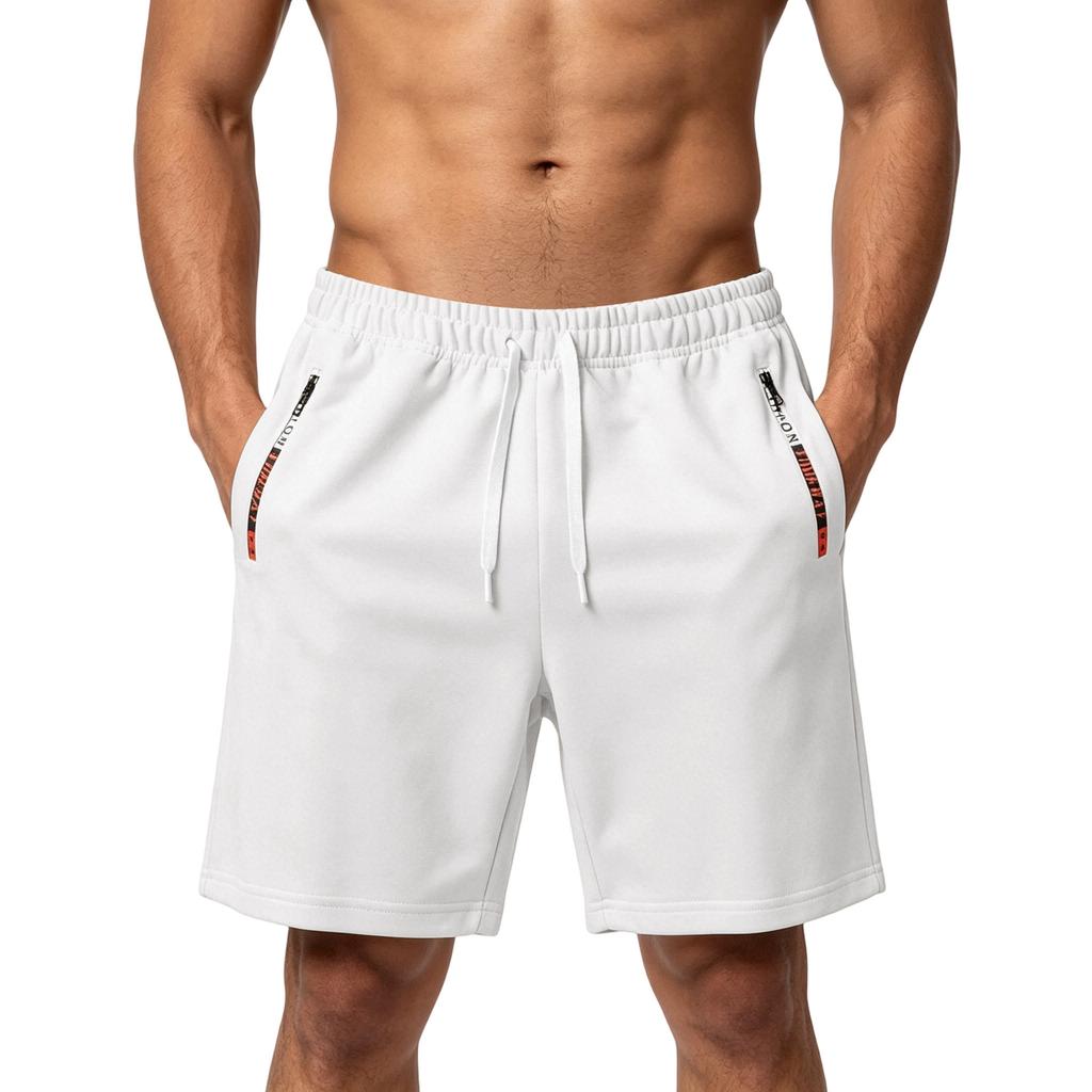Men Loose Fit Lightweight Shorts Breathable Sweat Absorbing Athletic Training Running Shorts with Drawstring Waistband and Zippered Pockets