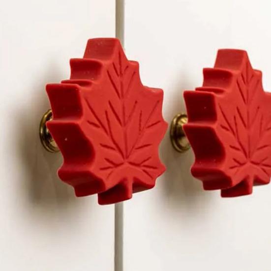 2 Pcs Decorative Knob Covers Fall Leaf Stretch Over Hardware Decorations for Autumn Kitchen Bathroom Home Dressers Decor