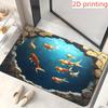 Vibrant Koi Fish Rocks Non-Slip Door Mat Floor Mat Indoor Outdoor Mat for Bathroom Living Room Camping Yoga Artistic Fish Deco