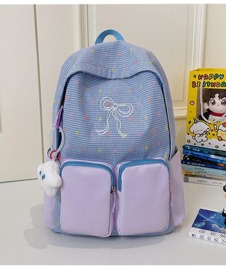 School Bag Summer New School Bag Women's Japanese Ins Small Fresh Cute Girl Heart Bow College Wind Travel Backpack