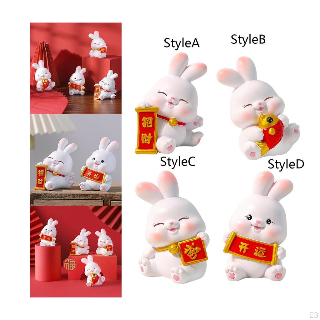 Statue Bunny Figures Decoration Sculptures for Living Room Office Lantern Festival Housewarming