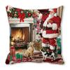 New Year Merry Christmas Santa Claus Print Pattern Cushion Cover for Home Decoration Square Pillow Cover 45x45cm