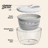 Fruit Drain Basket with Lid Vegetable Salad Spinner Detachable Bowl And Mesh Design Manual Efficient Prep Tool Hand-Centrifugal Dehydration System,