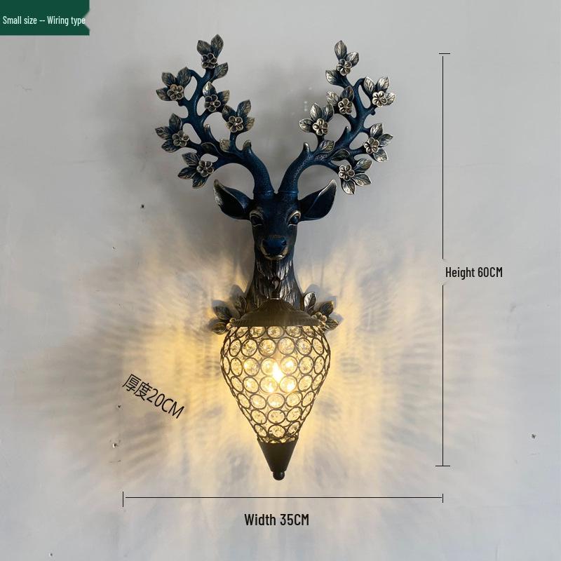 Sika Deer Wealth-Attracting Retro Wall Lamp for Living Room, Bedroom, Hallway, or Staircase