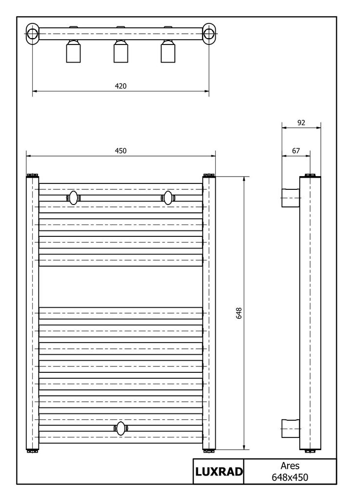 Luxrad Ares bathroom radiator 648 x 450 mm matt black 9005 MAT 312W