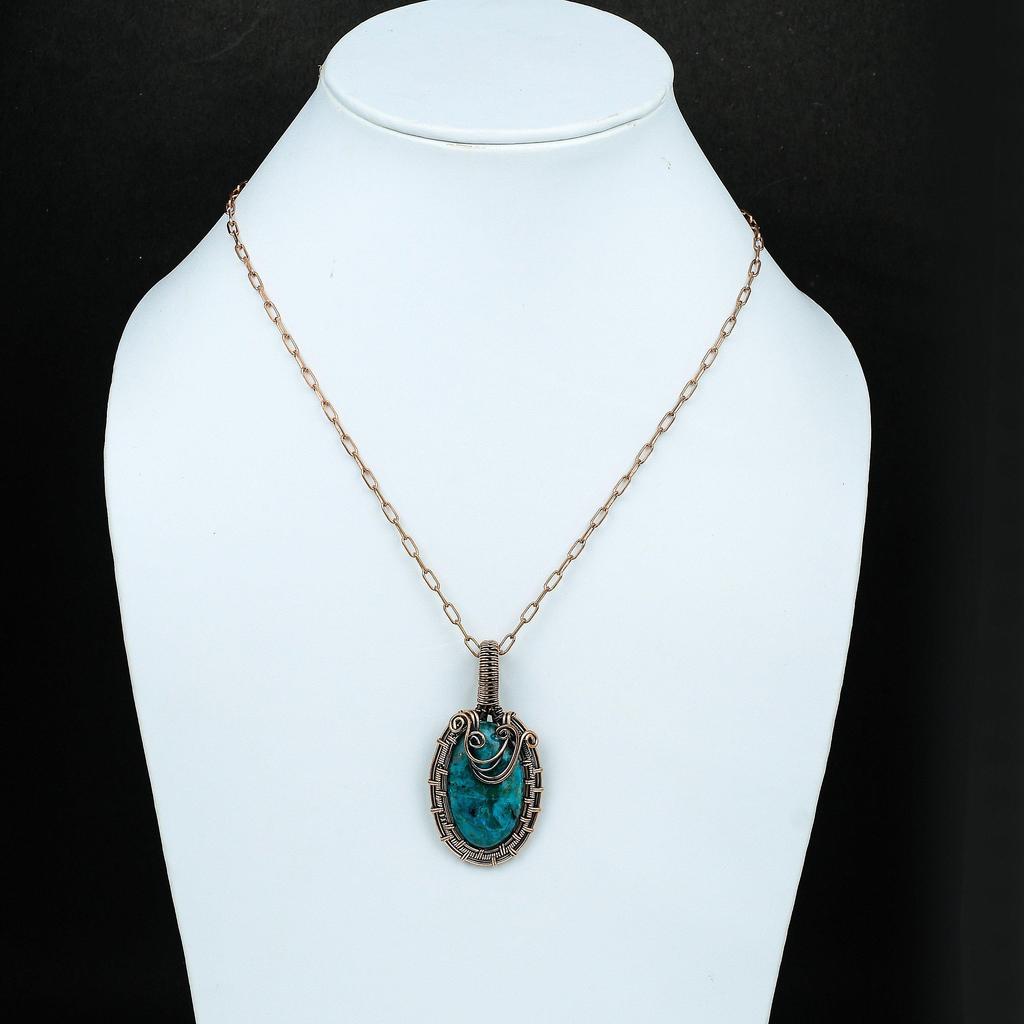 Chrysocolla Pendant Gemstone Pendant Copper Wire Wrapped Pendant Copper Jewelry Handmade Women Pendant Gift For Him Chrysocolla Gift For Mom