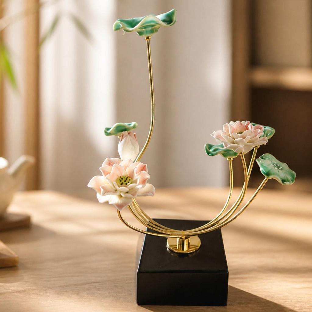 Metal Floral Sculpture Elegant Botanical Ornament for Living Room