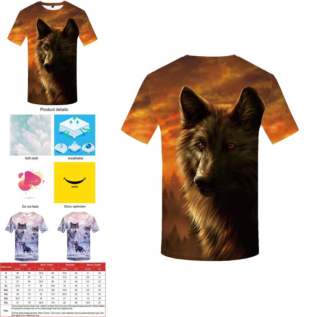 Men's Wolf Mountain 3d Print Summer Casual T-shirt With Stunning Graphic Design