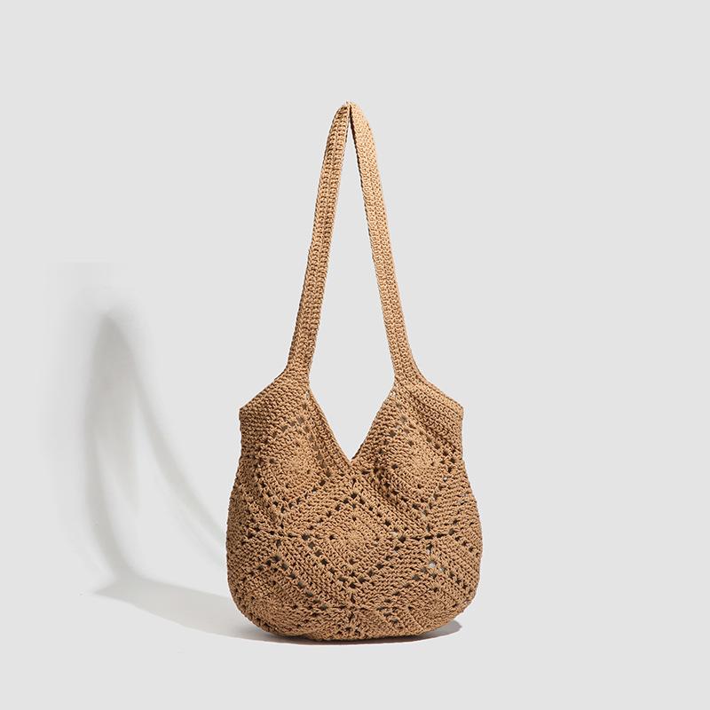 Crochet Cotton Thread Hollow Knitting Street Trend Grandmother Grid Leisure Vacation Shoulder Tote Women's Bag