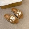 Fashion 2025 New Popular Women's Slippers Party Plush Summer New Best-Selling Furry Home Shoes Fur Flip Flops Female Slides Fur Shoes