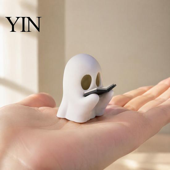 Geisterlese-Figur für Buchhandlung Halloween Niedlich für Schreibtisch und Bücherregal, Statue, Kleine Dekorationen Haus Mini-Ornament mit Buch Arbeitszimmer & Büro