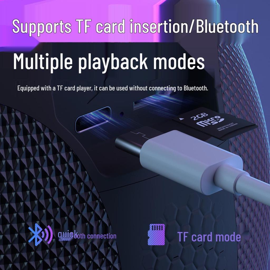 Portable Bluetooth Speaker with Colorful Lighting and Subwoofer for Outdoor Parties (Bluetooth 5.3)