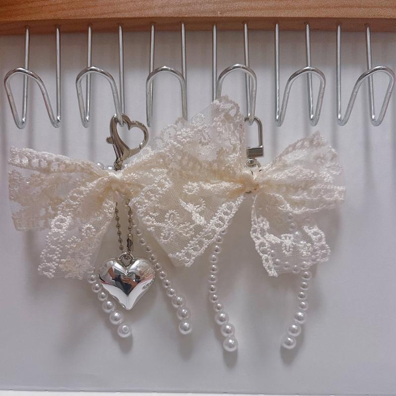 Elegant Pärlor Pärlrosett Nyckelring Härlig Pärlrosett Nyckelring Tillbehör Pärlor Rosett Telefon Snodd Prydnad