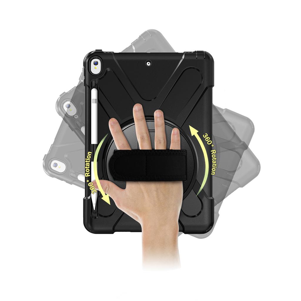 Custodia per Tablet con Cavalletto per iPad Air 3 2019 / Pro 10.5 2017 Cinturino a Mano Portapenne Robusta Armatura Ibrida Antiurto Copertura con Supporto