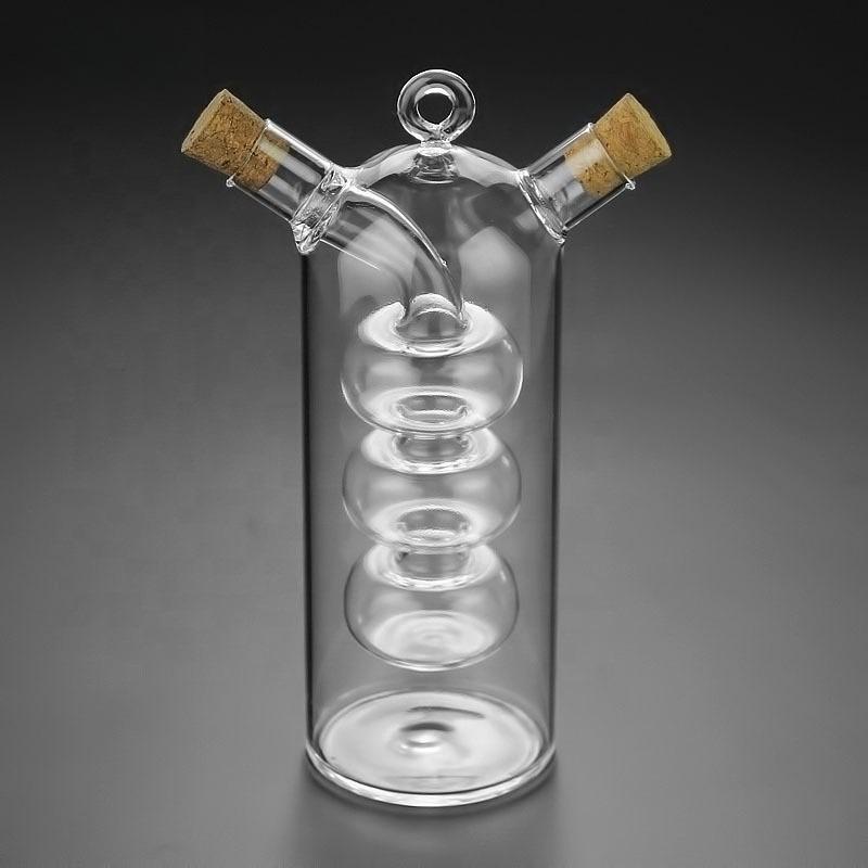 

Creative 2 in 1 Oil Bottle High Borosilicate Glass Kitchen Oil Dispenser Dual Spout Sealed Vinegar Soy Sauce Condiment Bottle