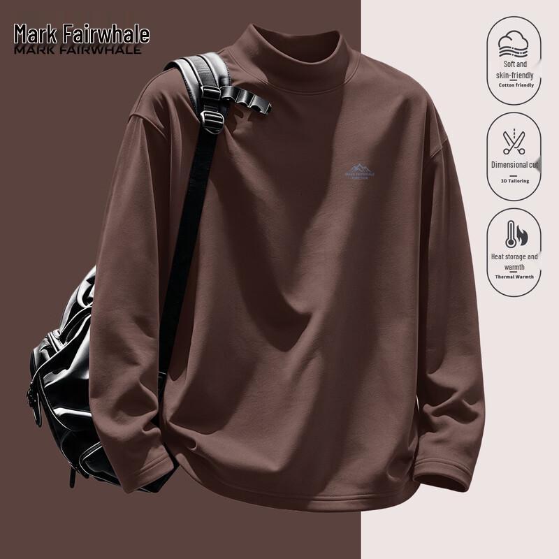 Mark Fairwhale Men's Long-Sleeve Mock Neck Casual T-Shirt