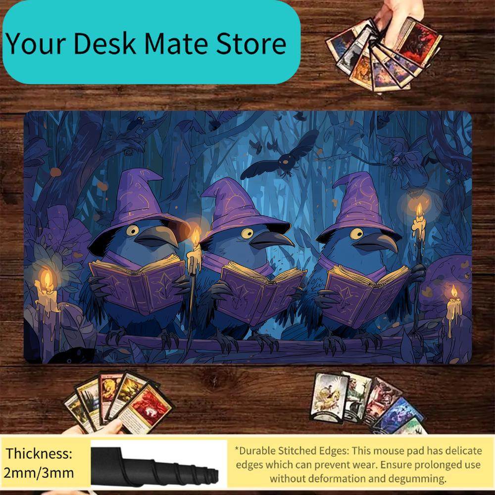 Mysterious Magic Crow Magic Card Playmat with zone MTG playmat gathering game mat Desk Mat Commander Battle playmat magic pad