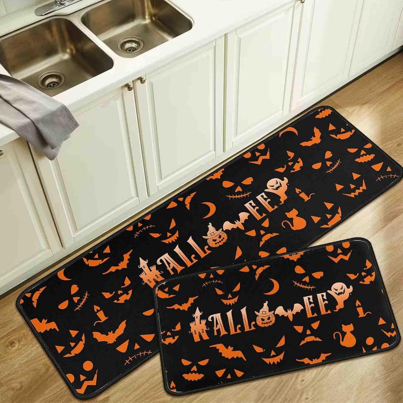 1 Stück/2 Stück Happy Halloween Kürbis Hexe Küchenbodenmatte Waschküche Rutschfeste Matte Eingangstürmatte Festivaldeko Willkommensläufer