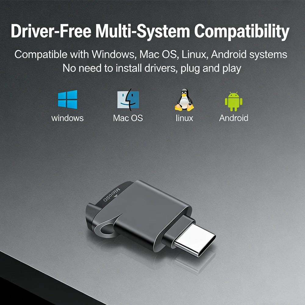 Lettore di Schede USB 2.0 TF Memory Mini Lettore di Schede Supporto Capacità 2TB Trasferimento ad Alta Velocità Adattatore Dispositivo Type-C Per Telefono