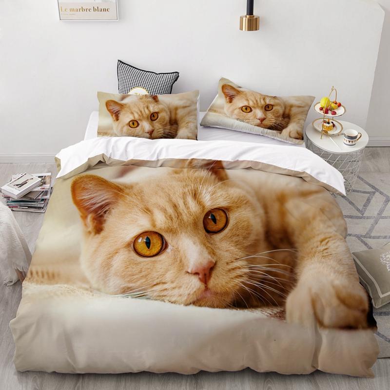 3D Luxury Bedding Set Custom/King/Europe/USA,Duvet Cover Set,Quilt/Blanket Cover Set,Bed Set Animal Sleeping Cat,drop Ship