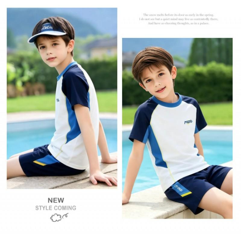 Jungen Badeanzug Set 2026 UV-Schutz Trainingsbadeanzug Zweiteilig Badehose Kinder Schwimmsport