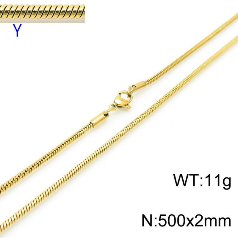 Trendy Simple Electroplated Titanium Steel Men's and Women's Round Snake Bone Necklace