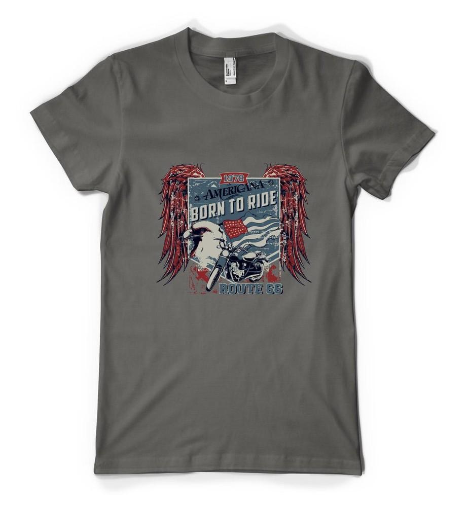 

America Born To Ride Wings Motorcycle Route 66 Personalised Unisex Adult T Shirt M