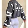 Leisure Letter Printed Sweatshirt Women's Fashion Brushed Long Sleeve Loose Hoodie Y2k Street Wear Autumn/Winter Women's Pullover