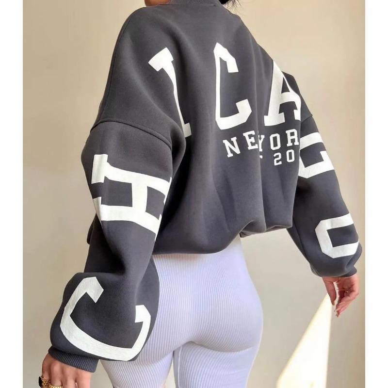 Leisure Letter Printed Sweatshirt Women's Fashion Brushed Long Sleeve Loose Hoodie Y2k Street Wear Autumn/Winter Women's Pullover