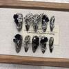 Handmade 3D Dark Ombre Butterfly Press-On Nails Medium To Long Length Women Girls