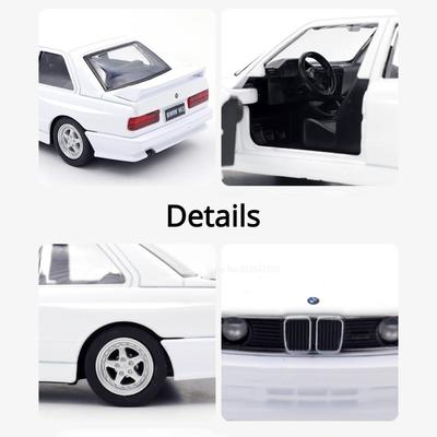 Modelos de coches de juguete BMW M3 1987 a escala 1/36, puertas de fundición a presión de aleación, modelos de vehículos retro abiertos para colección de regalos para niños