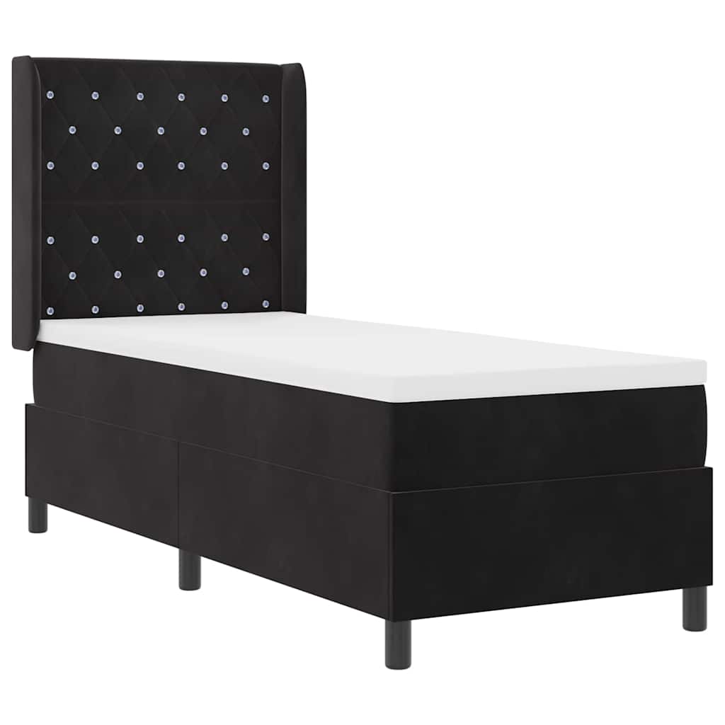 Box Spring Bed with Mattress Black 80 X 200 Cm Velvet