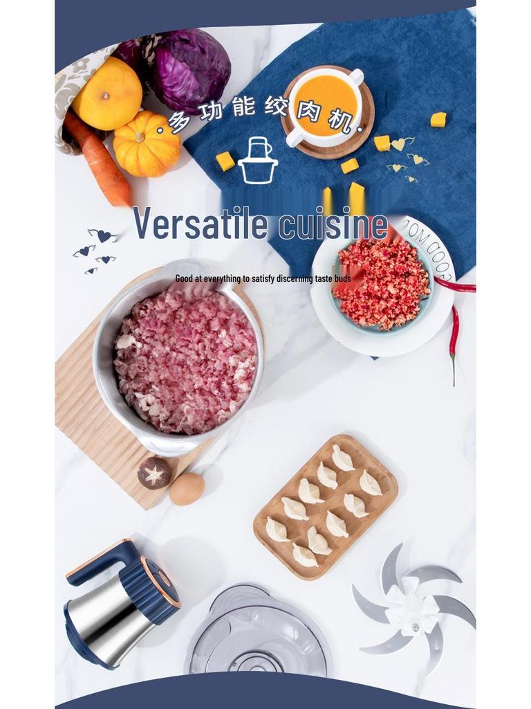 Stainless Steel 5L Automatic Meat Grinder & Multifunctional Food Processor