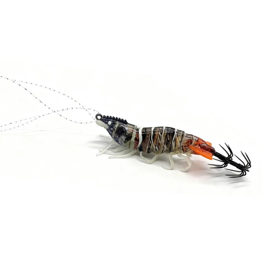 Shrimp 6.6g 80mm Squid Jig Luminous Horizontal Artificial Calamar Webfoot Wood Shrimp Octopus Bait Sea Fishing